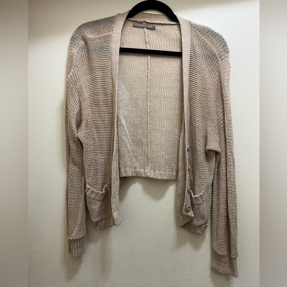 Rubbish tan knit cardigan sweater